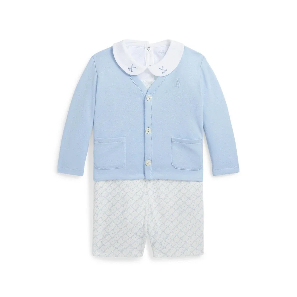 Ralph Lauren Boys‎ Cotton Bodysuit Cardigan & Overall Set golf Size 3 Months New